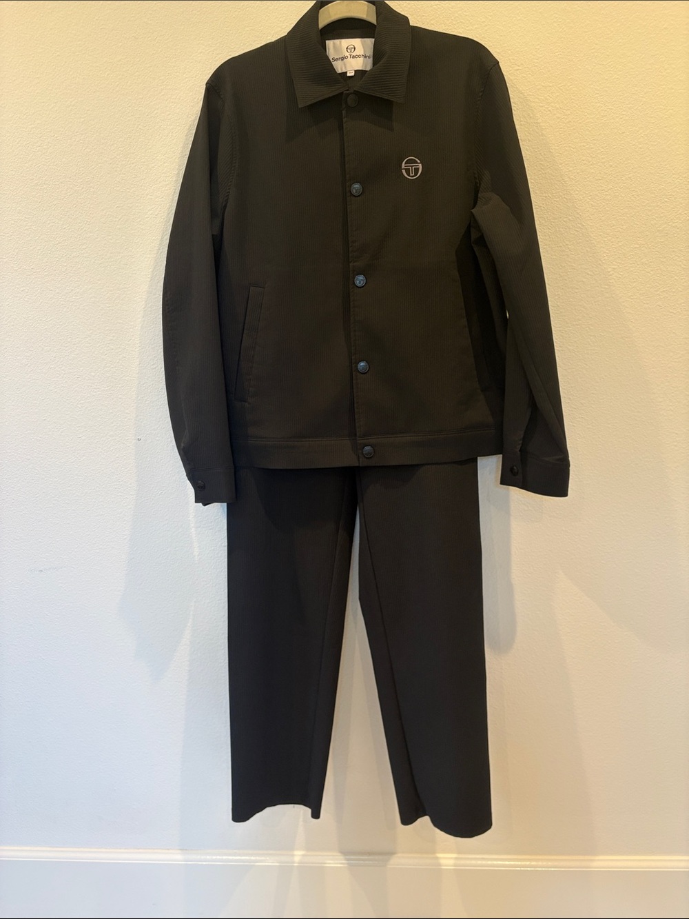 Sergio Tacchini Black Button-Front Shirt Jacket and pants sets